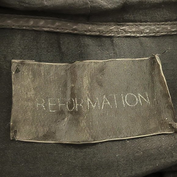 Reformation Medium Large Black Patterned Front Snap Long Sleeve Dress - Picture 4 of 8